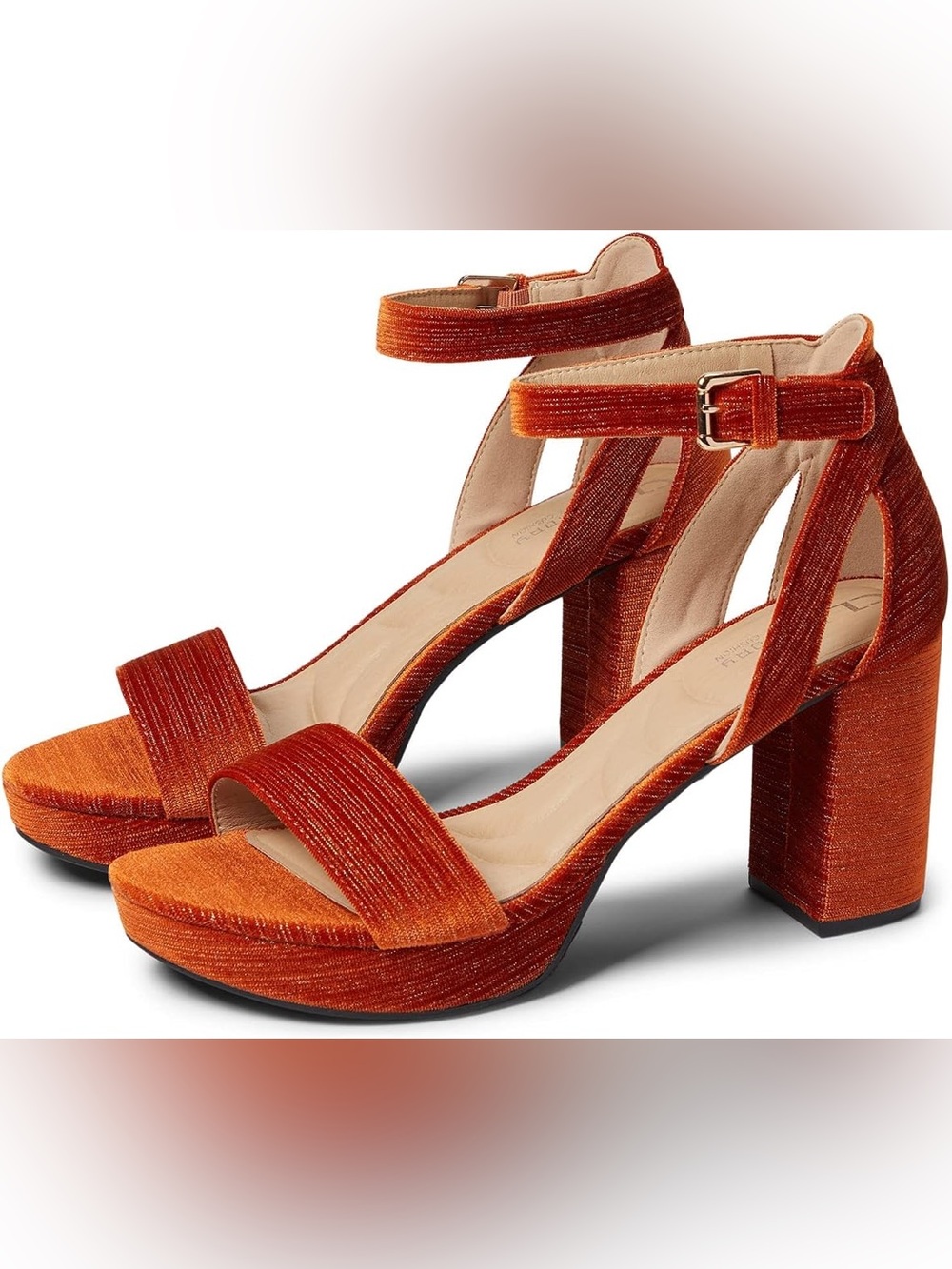 CL by Chinese Laundry Women’s Gaily Platform Sandals Burnt Orange Velvet Heels